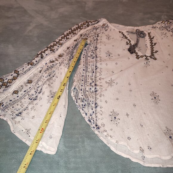 Exquisite Gold Sequin Embroidery Blouse Bell Sleeves Ethnic India Summer Wear - Picture 9 of 12